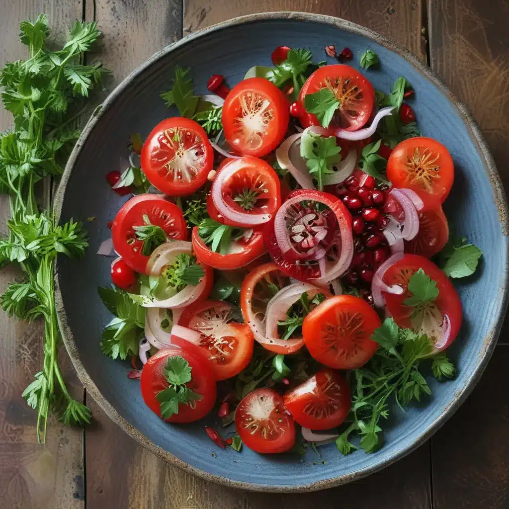 Tomato Salad with Cilantro, Onion and Pomegranate